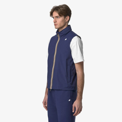 K-Way Gilet in Nylon e Cotone Uomo Valen Nylon Jersey Blue Smoked