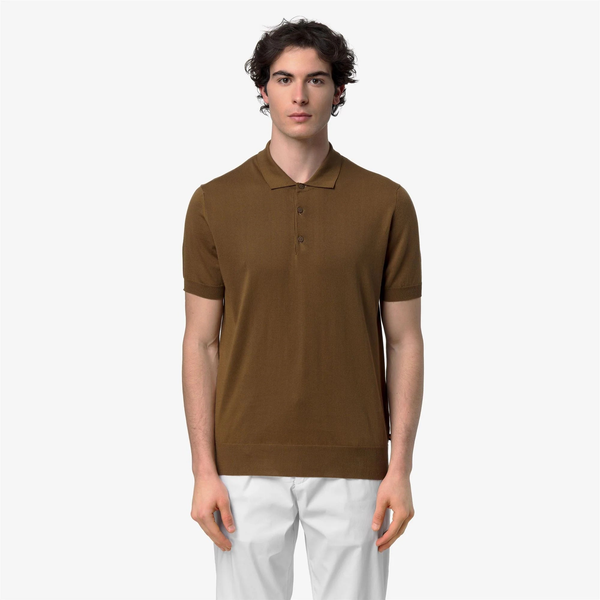 K-Way Maglia a Polo in Cotone Egiziano Leggero Pleyne Marrone