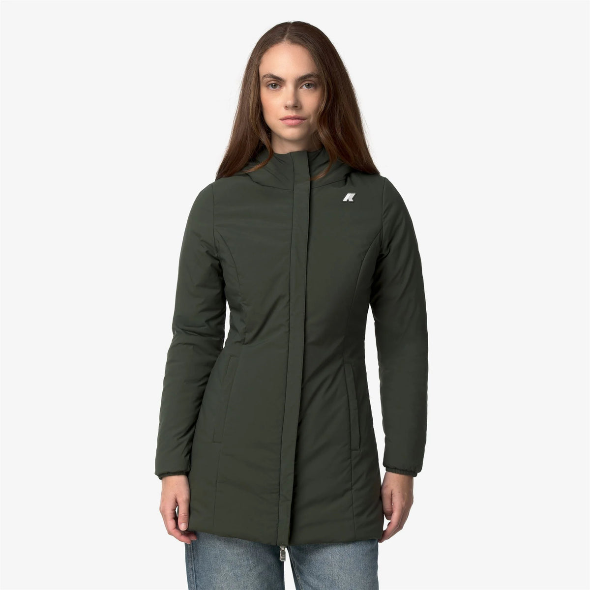 K-Way Giacca Reversibile Denise Donna Black Pure - Green Blackish