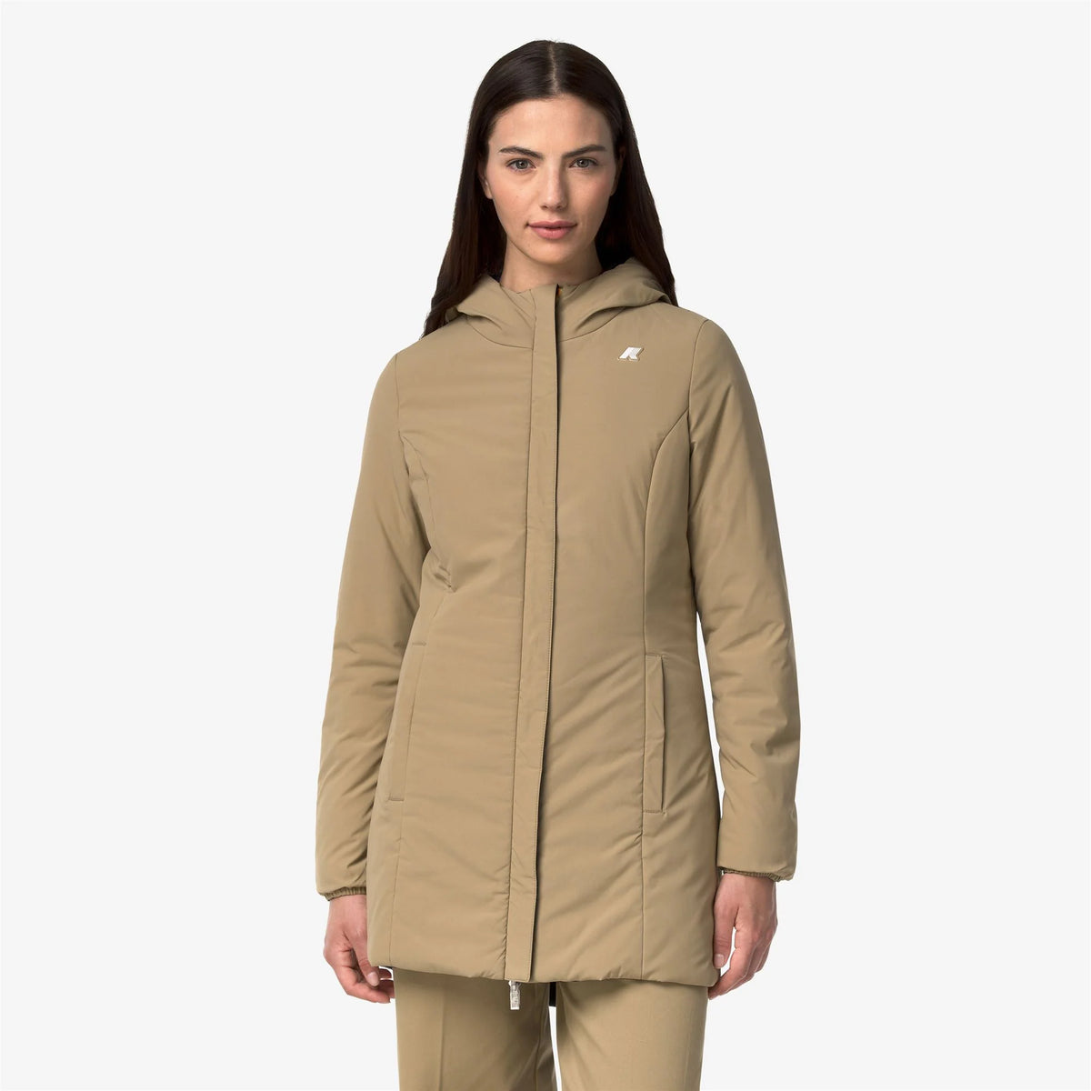 K-Way Giacca Reversibile Denise Donna Black Pure - Beige Khaki