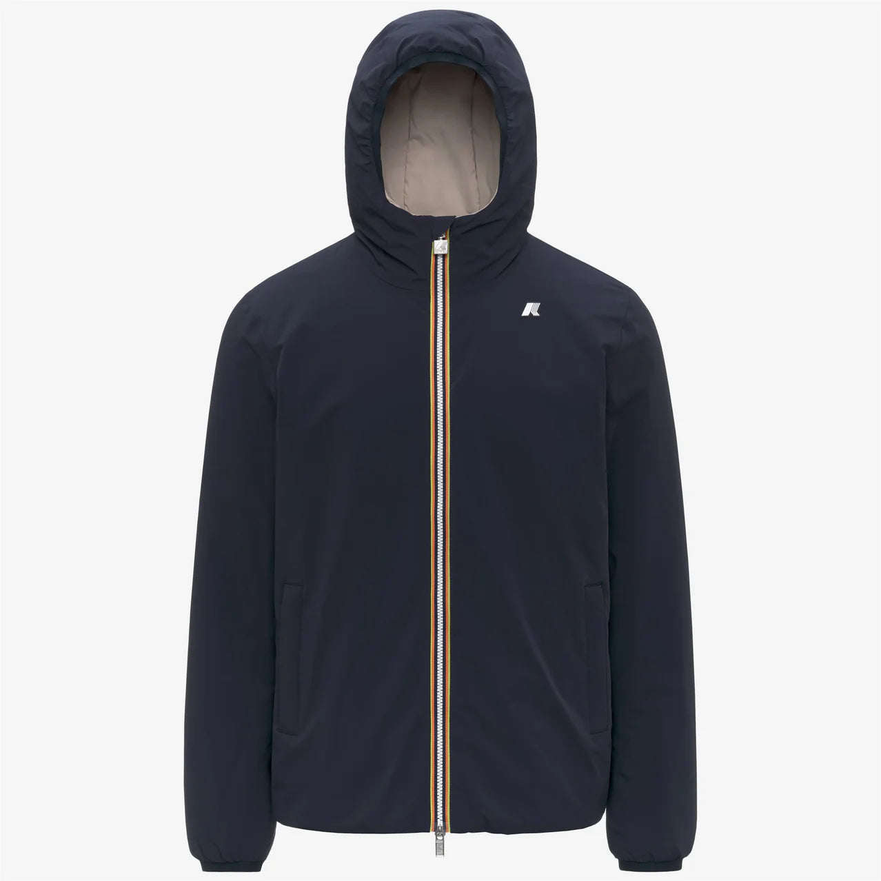 K-Way Giacca Antivento Reversibile Uomo Jack St Warm Double Blue Depth e Beige Cashmere