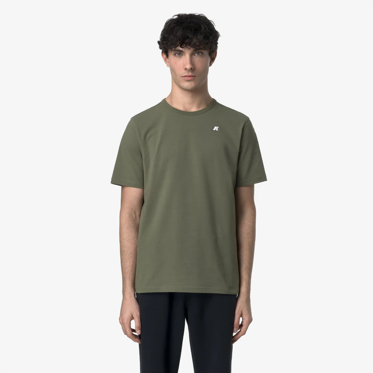 K-Way T-Shirt in Cotone Uomo Adame Light Stretch Jersey Green Lychen