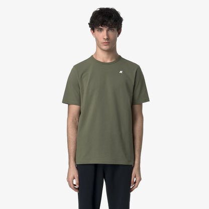 K-Way T-Shirt in Cotone Uomo Adame Light Stretch Jersey Green Lychen