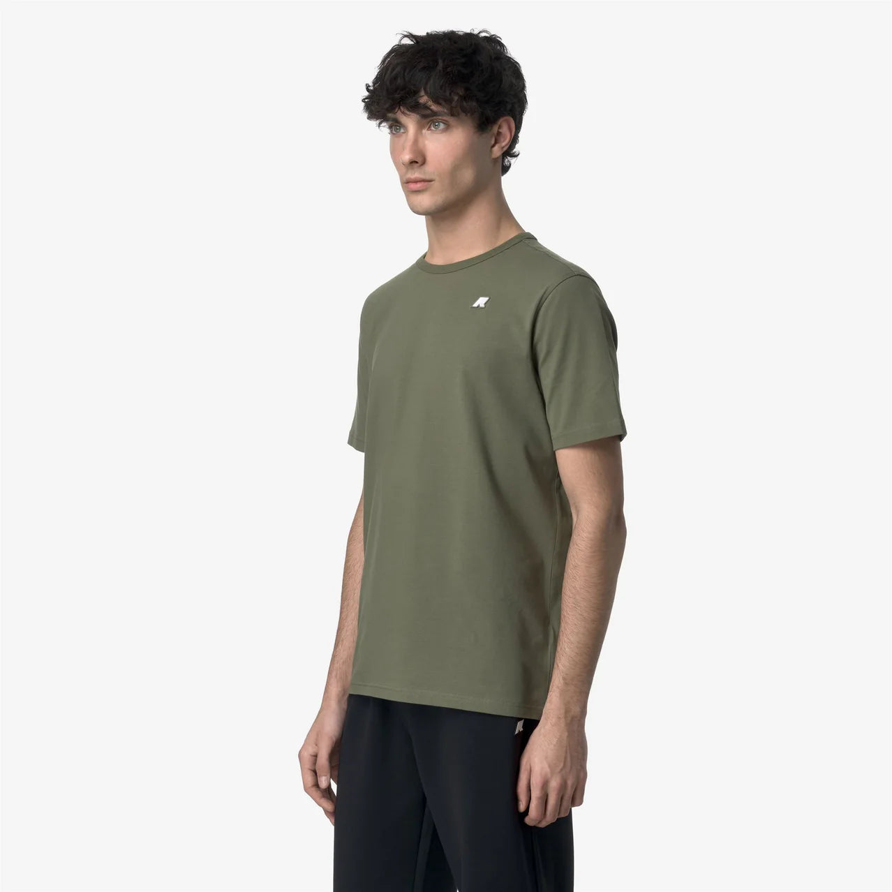 K-Way T-Shirt in Cotone Uomo Adame Light Stretch Jersey Green Lychen