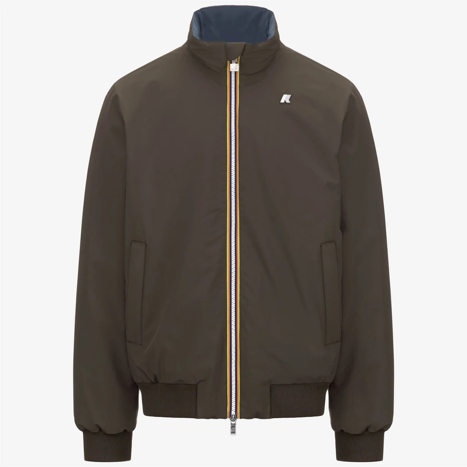 K-Way Giacca Reversibile Impermeabile Arsene ST Warm Double Black Olive-Blue Airforce