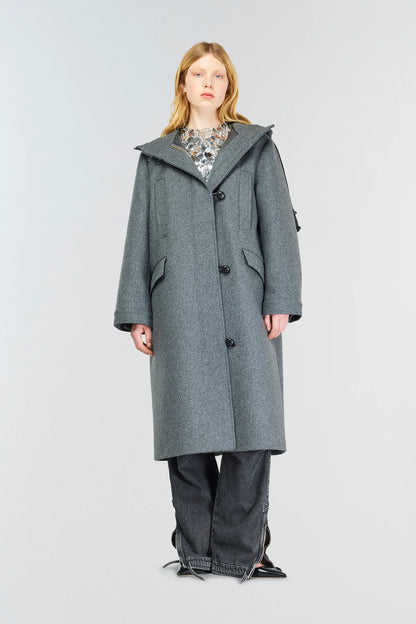 Semicouture Cappotto in Panno e Lana Donna Vincent Grigio