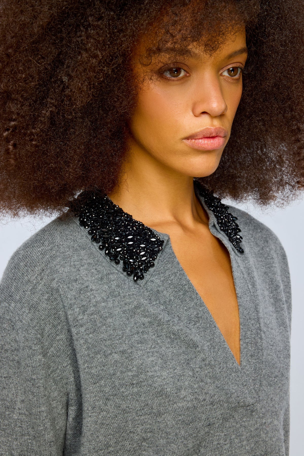 Semicouture Maglia Polo in Misto Cashmere Margy Donna Grigio