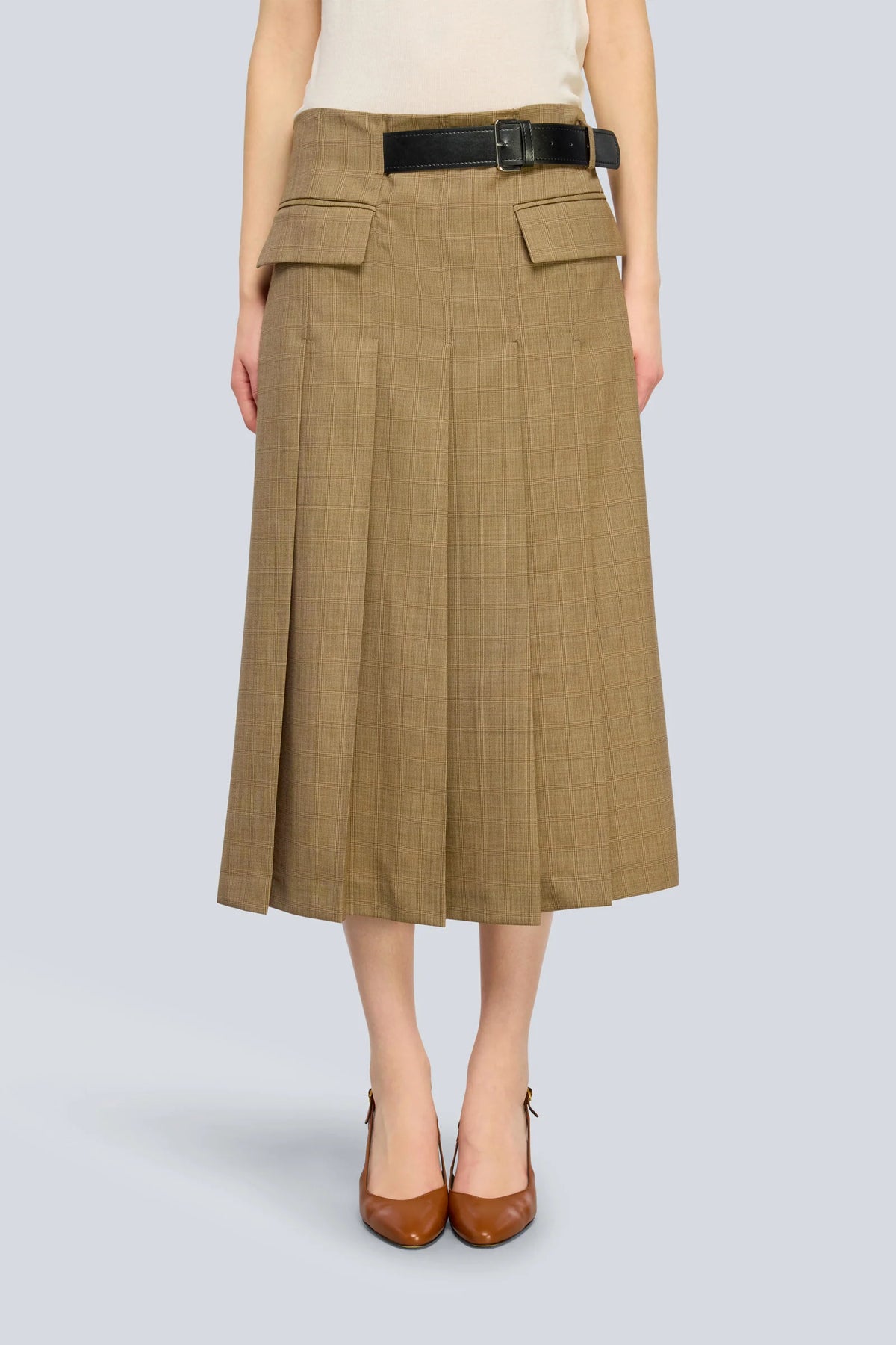 Semicouture Gonna in Lana Cressida Donna Check Sabbia