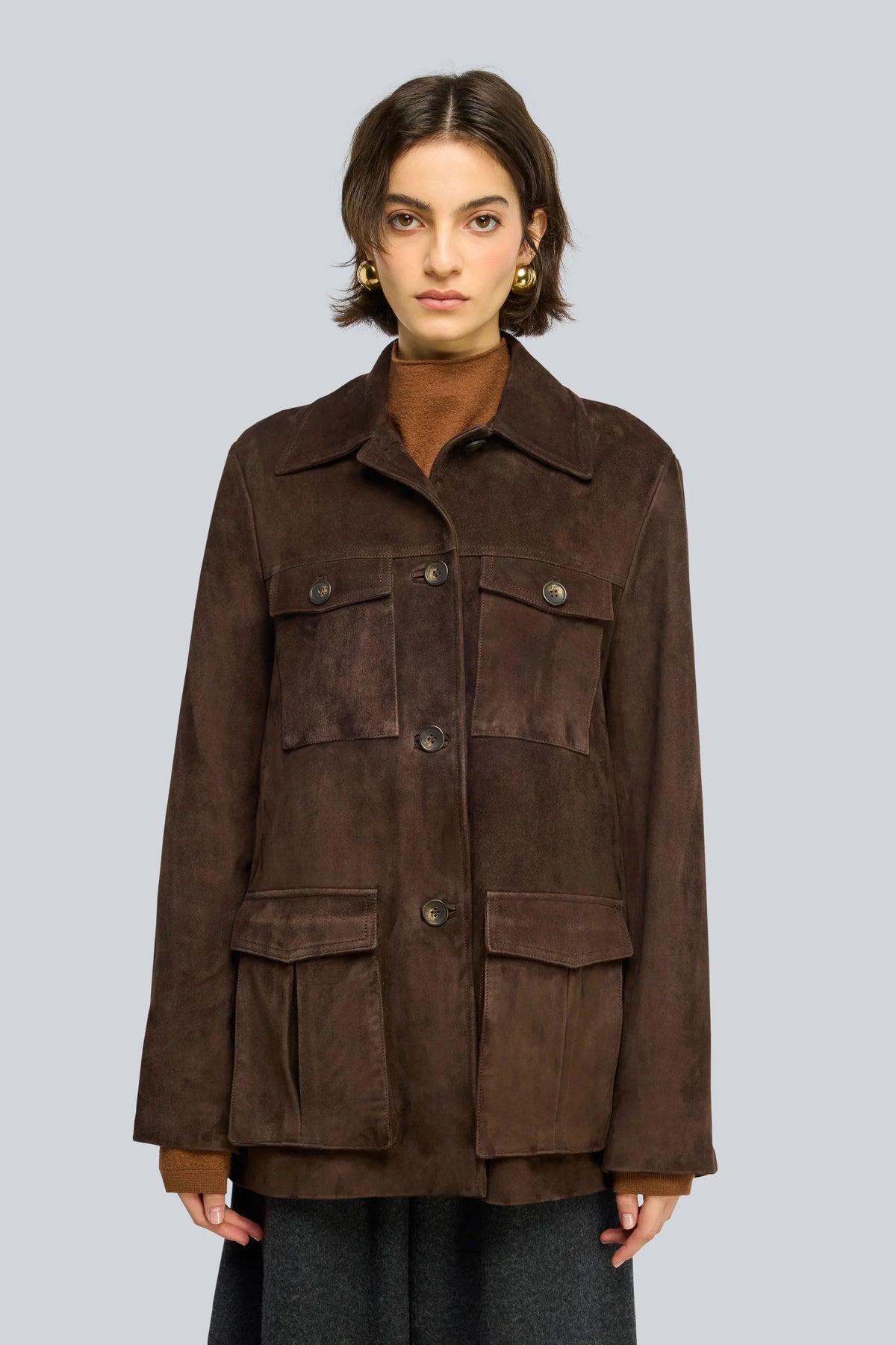 Semicouture Giacca in Camoscio Penny Donna Moka