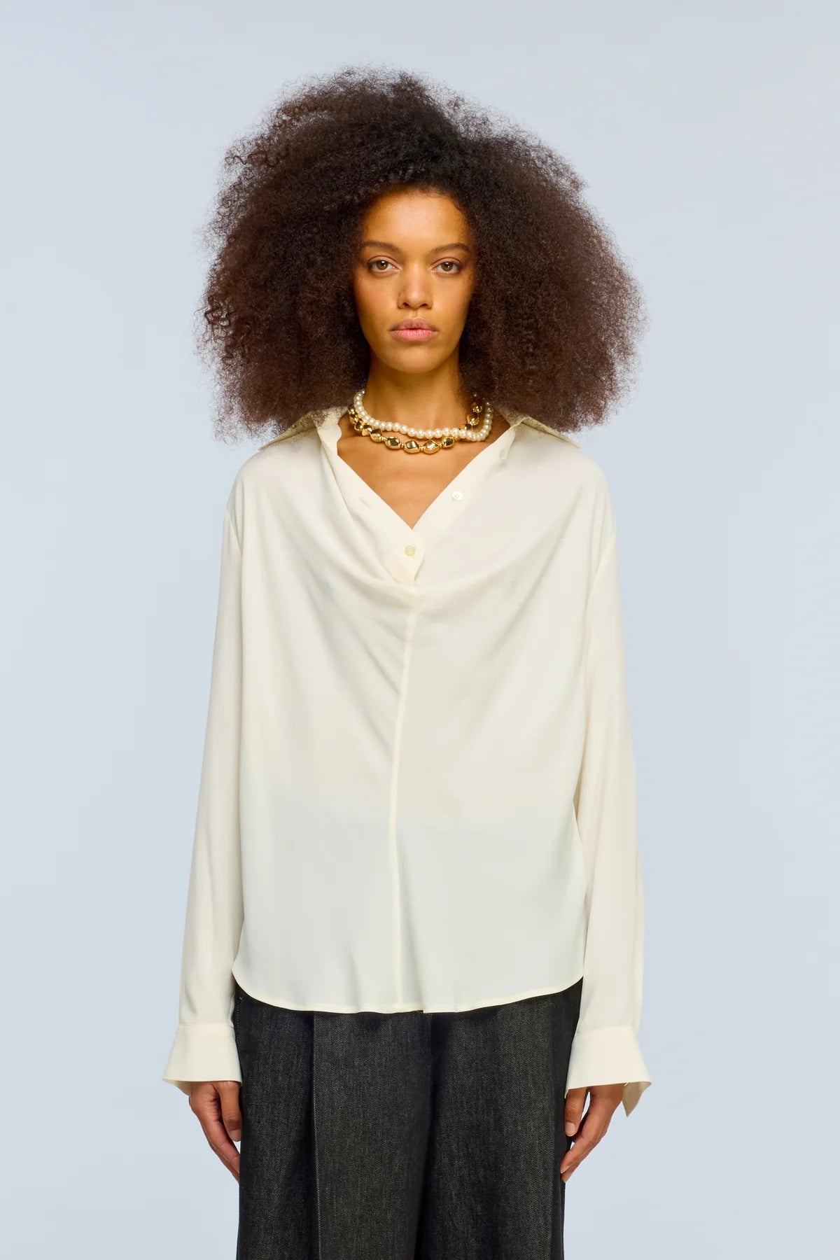 Semicouture Camicia in Crepe Liane Donna Burro
