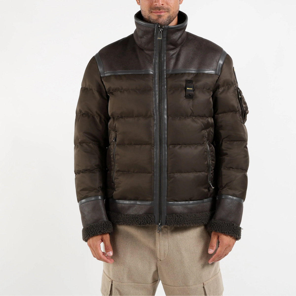 Blauer Giubbetto con Inserti in Montone Uomo Organ New Marrone