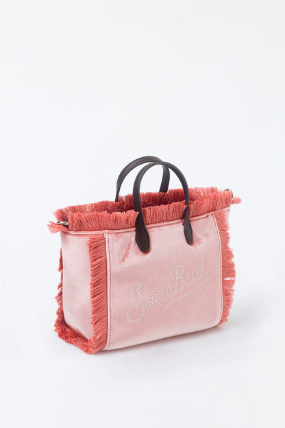 Mc2 Saint Barth Borsa in Velluto Vanity Mini Strass Rosa