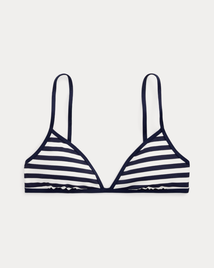 Polo Ralph Lauren Costume Bikini a Triangolo Tipped Bralette Donna Righe Bianco e Blu