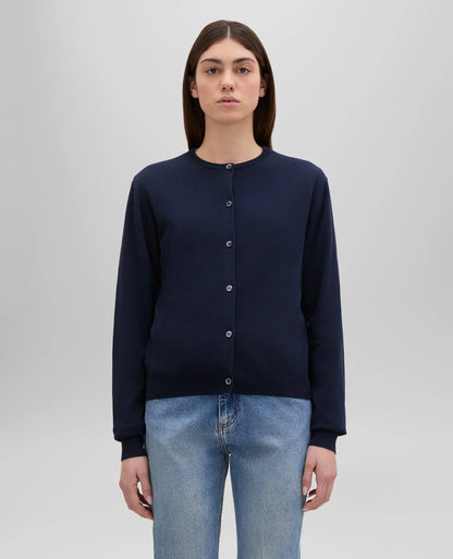 Aspesi Cardigan Girocollo in Cotone Donna 3609 Blu Navy