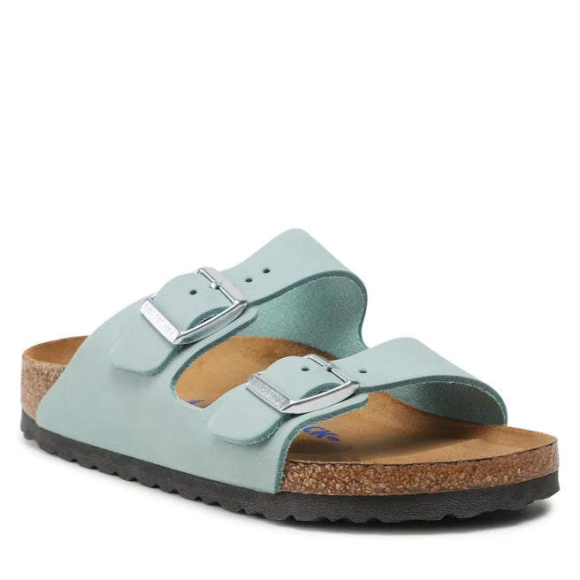 Birkenstock Sandalo in Pelle Arizona Donna Faded Aqua