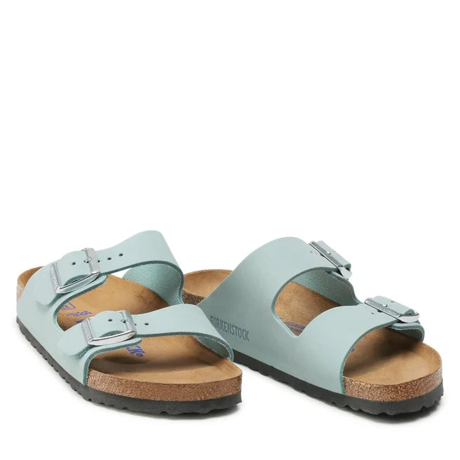 Birkenstock Sandalo in Pelle Arizona Donna Faded Aqua