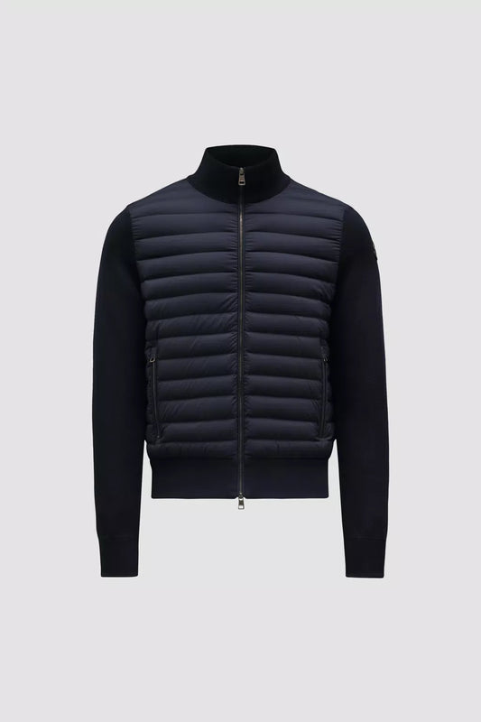 Moncler Cardigan Imbottito con Zip Tricot Uomo Blu