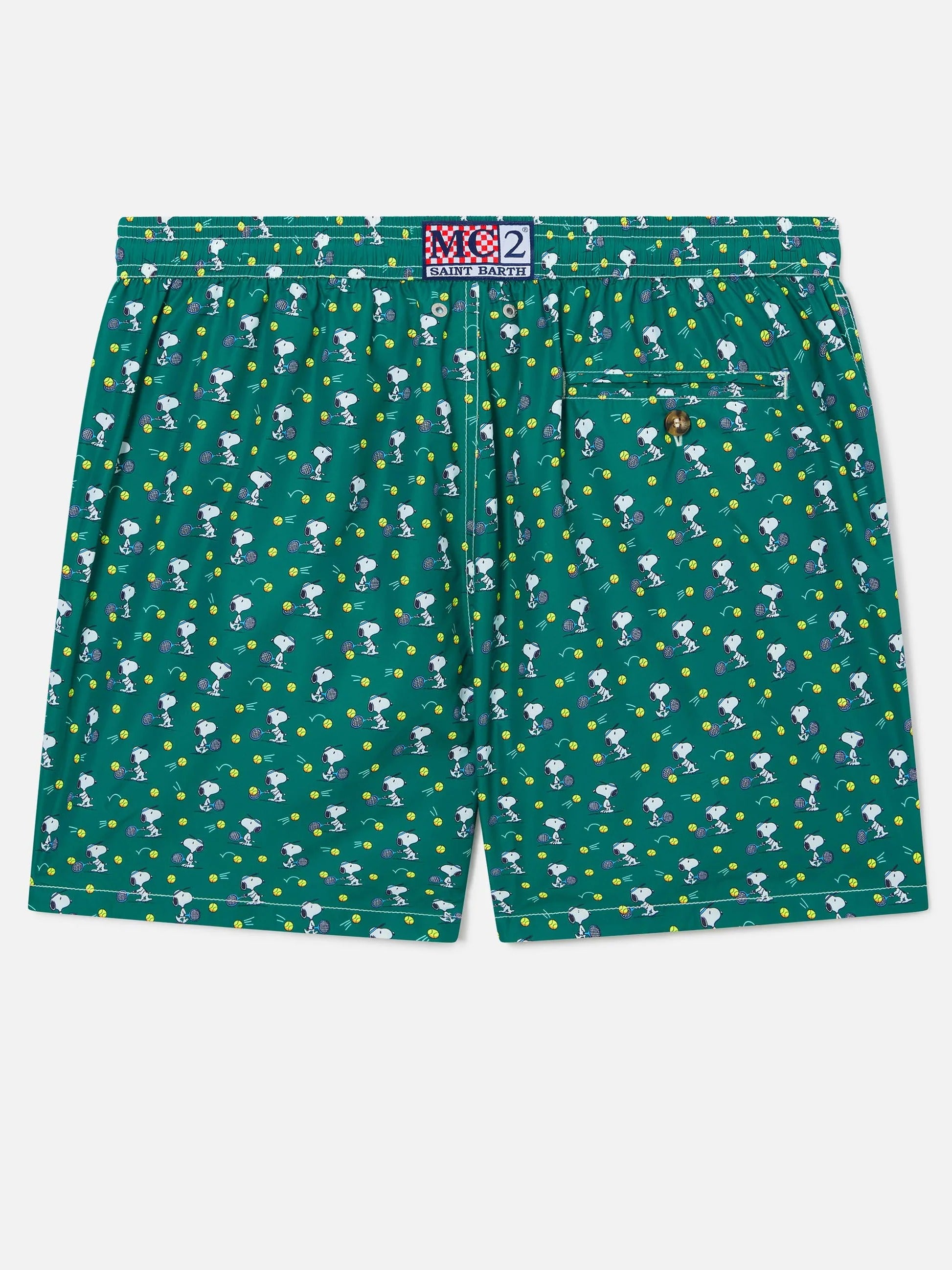 MC2 Saint Barth Costume a Pantaloncino Uomo Lighting Micro Fantasy Snoopy Tennis Verde