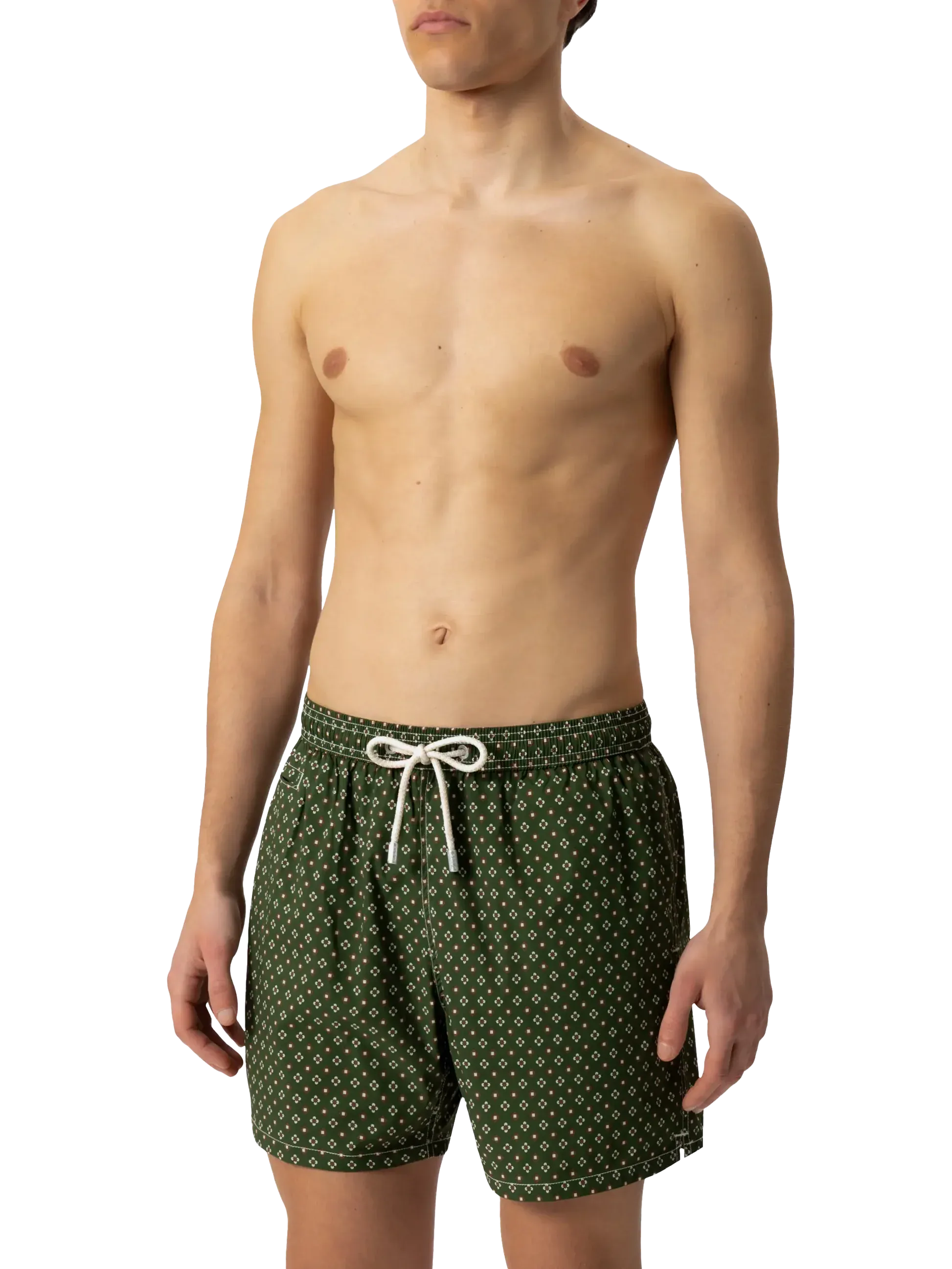 MC2 Saint Barth Costume a Pantaloncino Uomo Lighting Micro Stampa Cravatta Verde