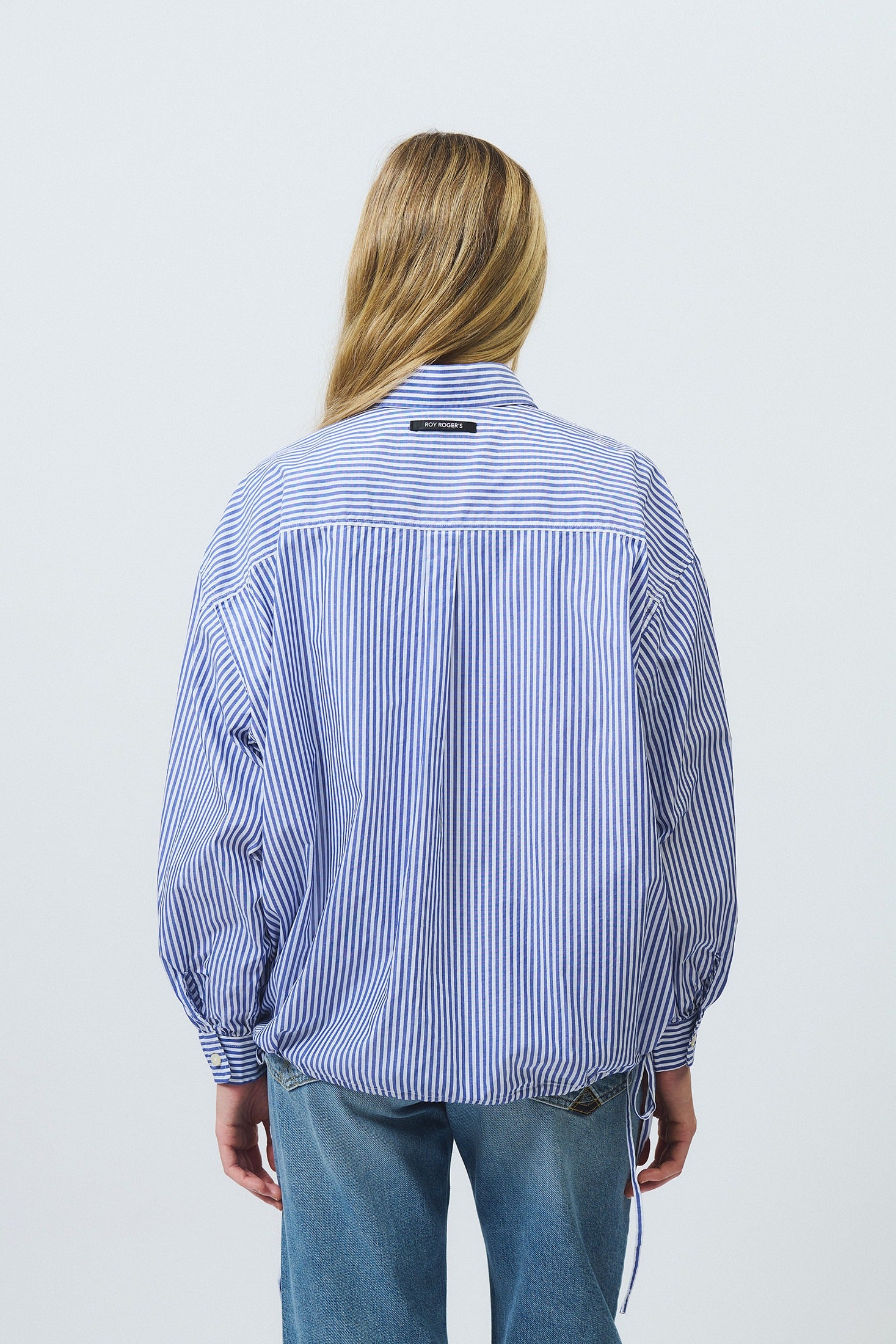 Roy Roger's Camicia in Popeline di Cotone Bloom Donna a Righe Bianco e Blu