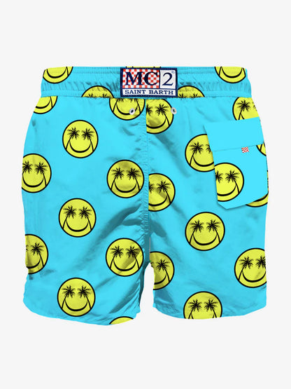 MC2 Saint Barth Costume da Bagno Gustavia Uomo Palm Smile Azzurro