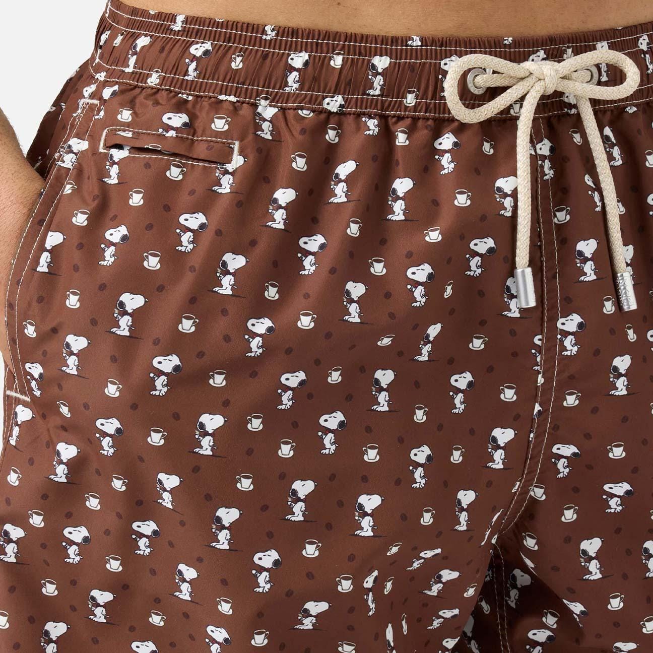 MC2 Saint Barth Costume a Pantaloncino Uomo Lighting Micro Fantasy Snoopy Coffee Marrone