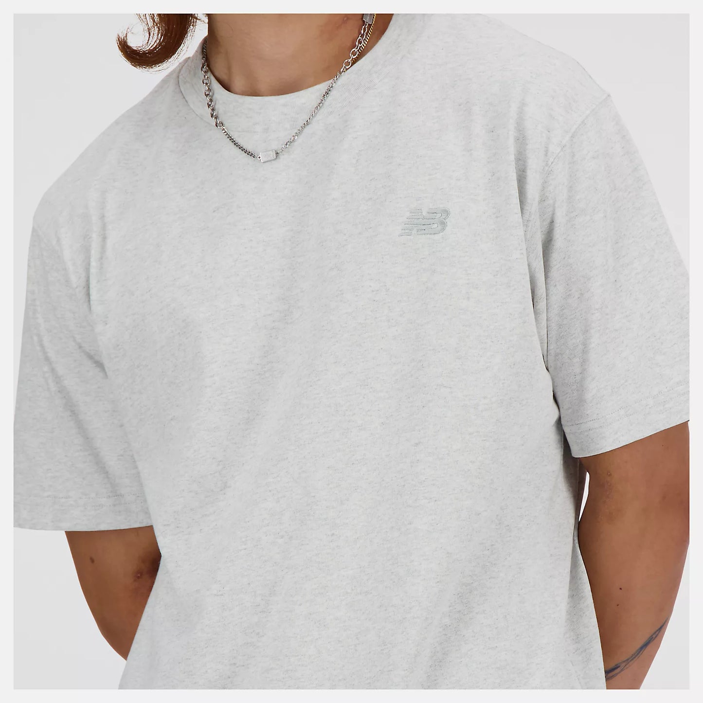 New Balance T-Shirt Athletics Cotton Uomo Grigio Chiaro