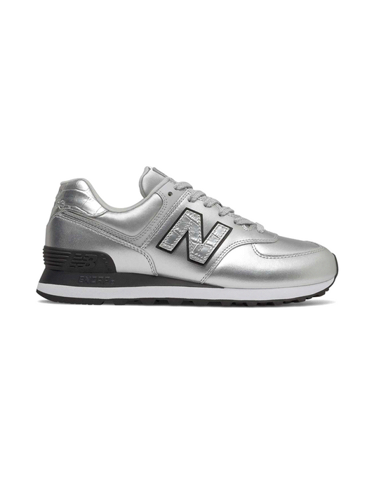 New Balance Sneakers in Pelle Donna WL574WNE Grigio Metallizzato